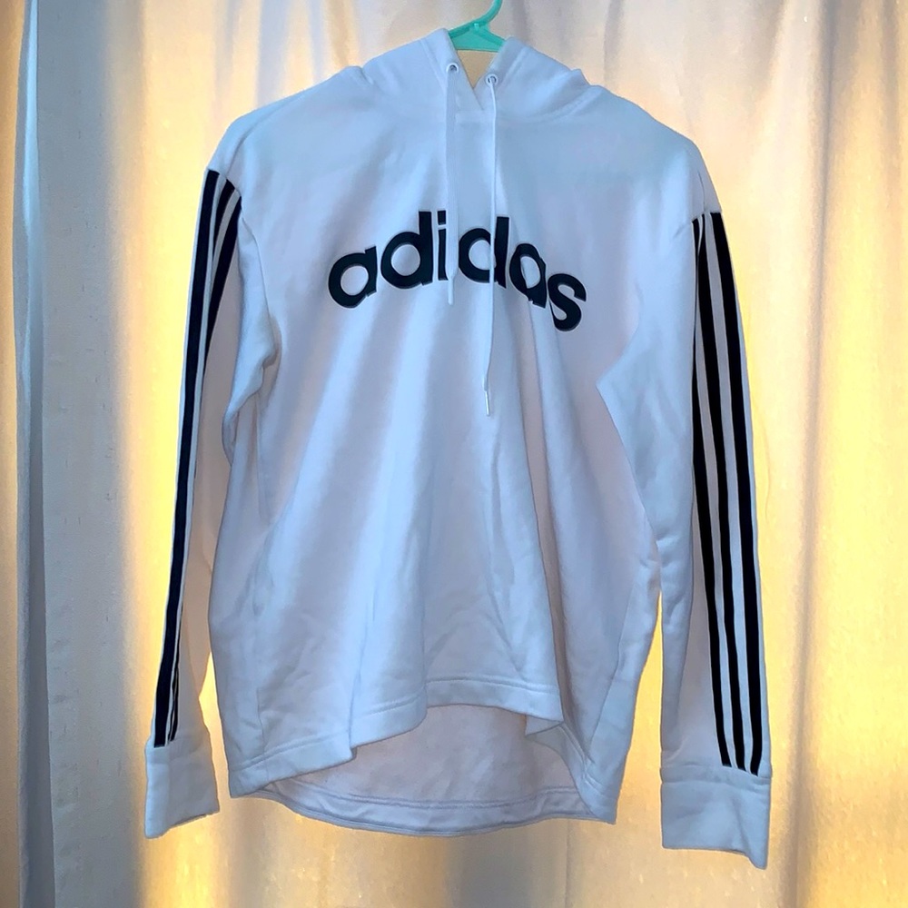 White Adidas hooded sweatshirt L